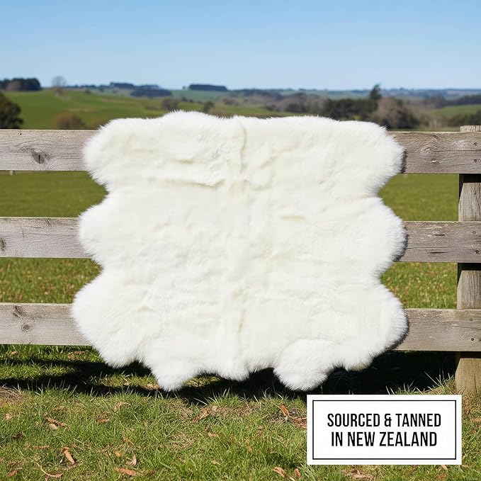 Premium Genuine Super-Soft Sheepskin Rug Large Six Pelt Natural Non-Dyed Fur, 5ft. x 6ft.