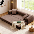 Convertible Sleeper Sofa Bed,78.5 Inch Faux Leather Futon Couch with Pillows & Storage Pocket,5-in-1 Folding Sofa Bed Queen with Pull Out Beds,Boneless Couches for Living Room,Couch in a Box,Brown