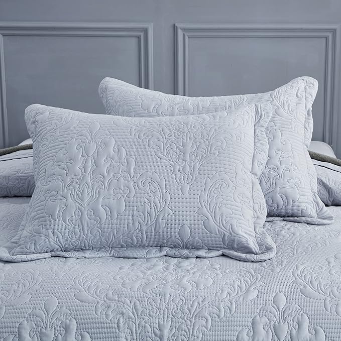 CHIXIN Microfiber Standard Pillow Shams Set of 2 - Decorative Pillow Covers - Light Grey - Size (20" x 26")
