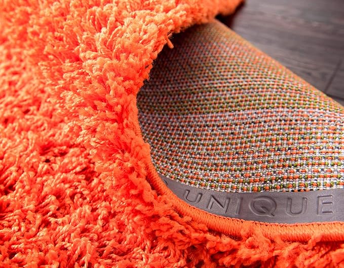 Unique Loom Solid Shag Collection Area Rug (8' x 11' Rectangle, Tiger Orange)