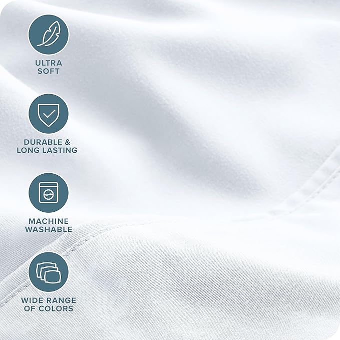 Bare Home Hotel Luxury Split California King Sheet Set, Extra Soft, Deep Pockets, Easy Fit, Cooling & Breathable, Wrinkle, Fade, Stain Resistant, Includes 4 Pillowcases (Split Cal King, White)