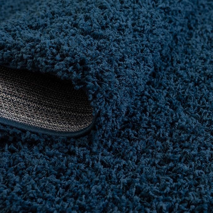 Unique Loom Solid Shag Collection Area Rug (3' 3" Round, Sapphire Blue/ Navy Blue)