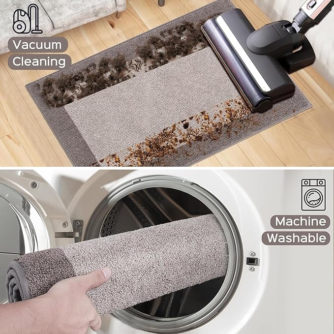 Machine Washable Runner Rug 32" x 96", Non Slip Kitchen Mat for Floor, Absorbent Entryway Rug for Kitchen, Bedroom, Living Room, Hallway, Door (Roll Packing)