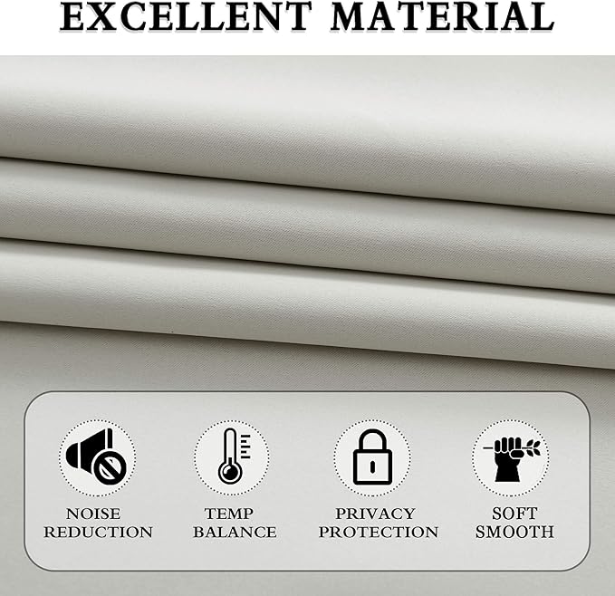 DONREN 108 Inch Length Light Grey Curtain Panels/Drapes for Living Room Solid Energy Efficient Room Darkening Bedroom Curtains Thermal Insulated W 60 x L108 inch
