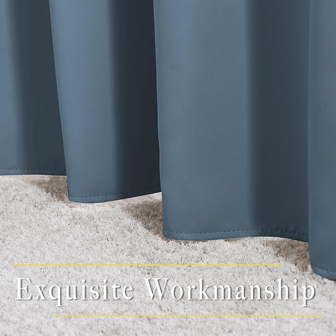 NICETOWN Smoky Blue Curtains 84 inch Length 2 Panels, Grommet Thermal Insulated Window Treatments Light & Sound Reducing Drapes for Living Room/Bedroom, W46 x L84
