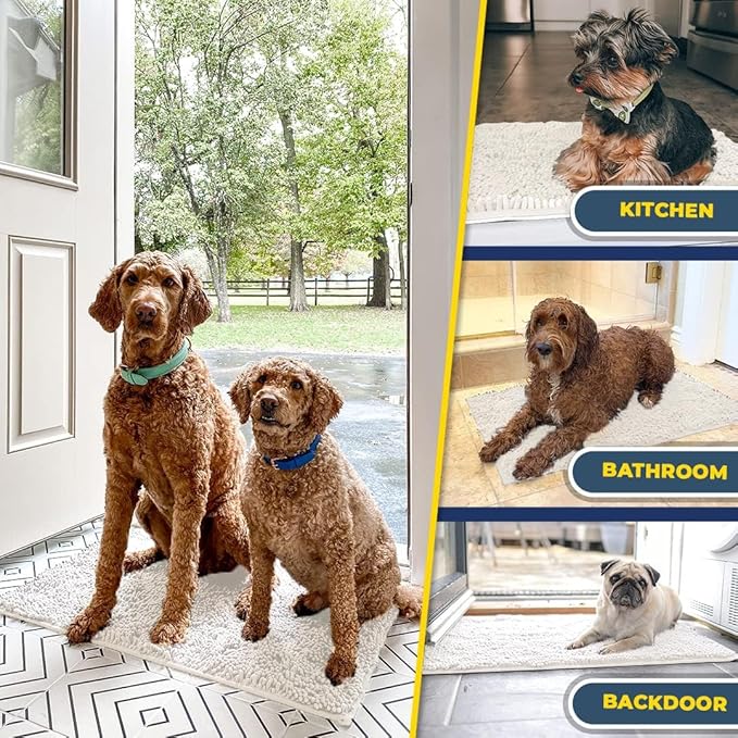 Muddy Mat® Shown on TV – Super Absorbent Door Mat Indoor, Microfiber Quick Dry Chenille Entryway Rug, Non-Slip Front Door Mat, Indoor Mats for Entryway, Machine Washable Pet Rug, White 24"x36"