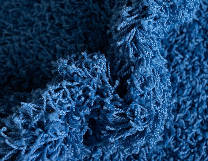 Unique Loom Solid Shag Collection Area Rug (3' 3" x 5' 3" Oval, Periwinkle Blue)