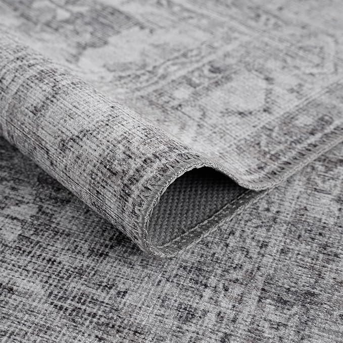 Bloom Rugs Washable 9' x 12' Rug - Ivory/Silver Gray Traditional Area Rug for Living Room, Bedroom, Dining Room, and Kitchen - Exact Size: 9' x 12'