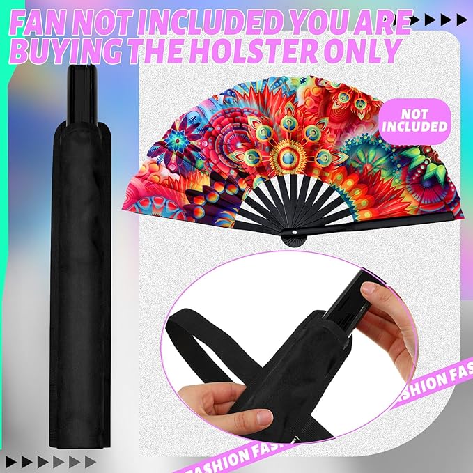 Summer Rave Fan Thigh Holster Rave Fan Holder Folding Hand Pouch Foldable Sleeves with Waist Belt for Thigh Party