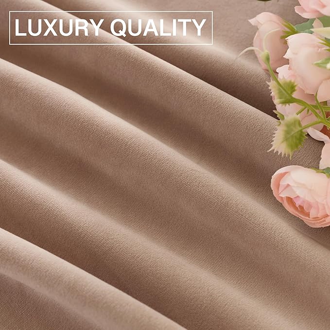 StangH Velvet Doorway Curtains for Nursery Bedroom Blush Beige Rod Pocket Thermal Insulated Noise Reducing Window Drapes for French Door Living Room, W42 x L84, 2 Panels