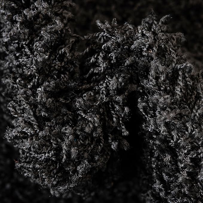 Unique Loom Solid Shag Collection Area Rug (3' 3" x 5' 3" Oval, Jet Black)