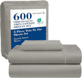 LANE LINEN 600 Thread Count Twin XL Bed Sheets Set - 100% Mercerized Cotton Twin XL Sheets, Soft & Comfy Sateen Weave for Silky Touch, Machine wash Luxury Hotel Style Thick Twin XL Sheet - Silver