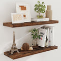 Floating Shelves for Wall, 36 x 9.3 Large Floating Shelf Wall Mounted Set of 2, Rustic Wood Shelves for Bathroom, Kitchen, Living, Heavy-Duty Storage Deep Shelf for Books, Decor, Rustic Brown