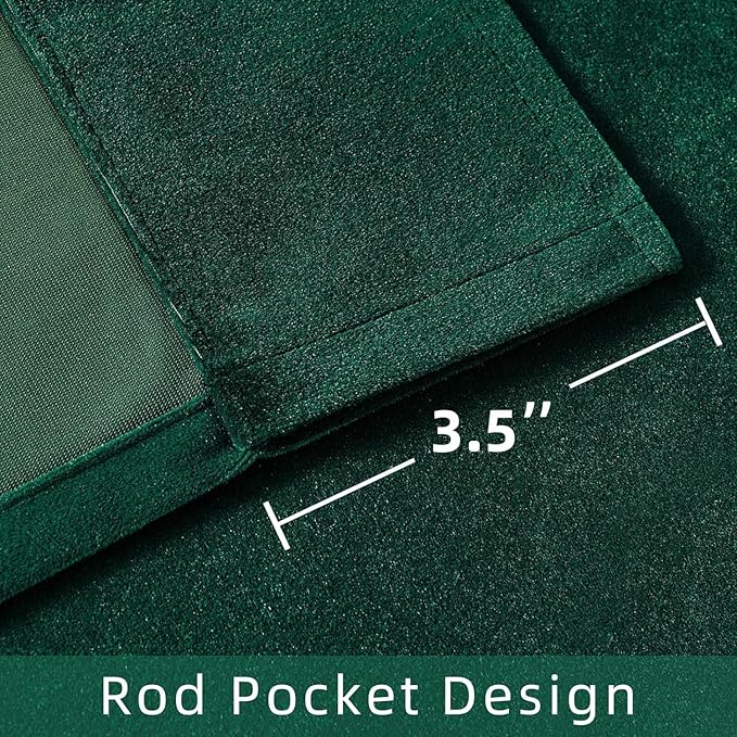 Joydeco Customized Velvet Curtains for Bedroom & Living Room, Heavy Duty Luxury Thermal Insulated Dark Green Velvet Curtains Rod Pocket 1 Panel, Custom Size