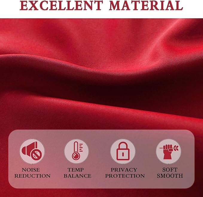 DONREN Backdrop 5FT x 9FT Curtains Panels - Energy Saving Thermal Insulated Solid Rod Pocket Blackout Draperies for Patio (1 Pair, 60 inches by 108 Inch Length,Red)