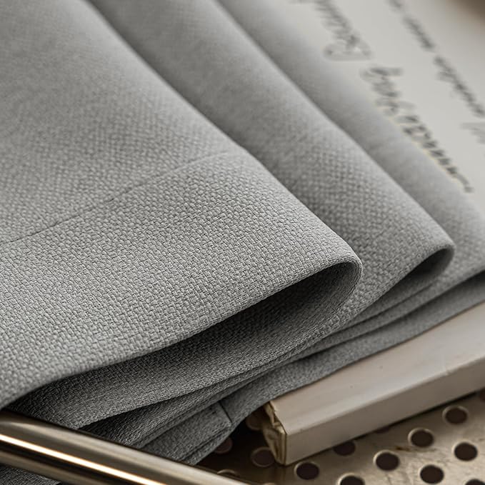 100% Blackout Extra Long Curtains 120 inch Length 2 Panels for Living Room, Linen-Look Textured Room Darkening Thermal Insulated Noise Reduction Drapes for Bedroom (W52xL120, Grey)