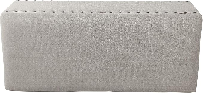 HomePop Large Storage Bench with Nailhead Trim -Gray Woven