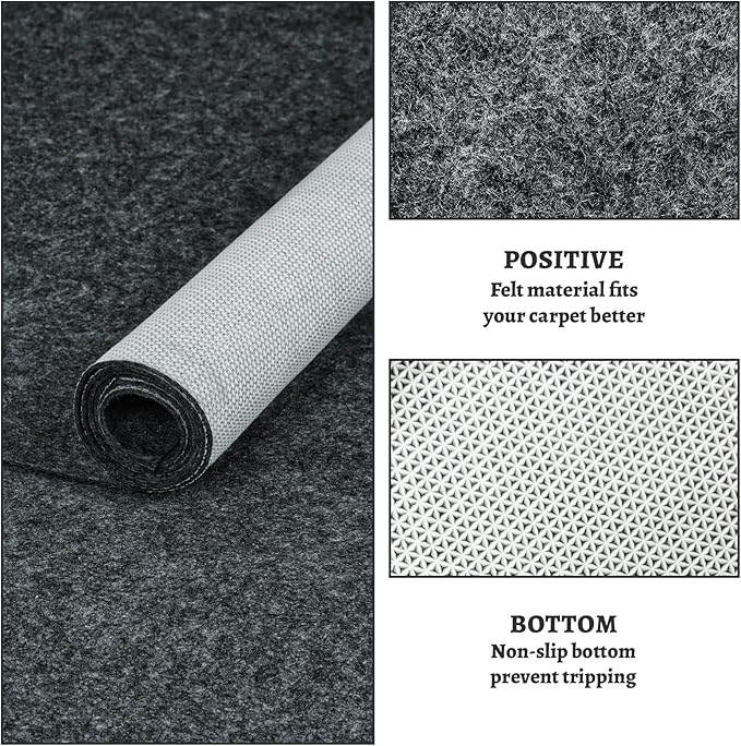 100% Waterproof Rug pad, 5x7 ft Area Rug Non-Slip Rug Pads, 1/4" Thick Carpet Pads for All Floors and finishes, Felt pad for Hardwood Floors, Keep Carpets in Place Soft and Secure