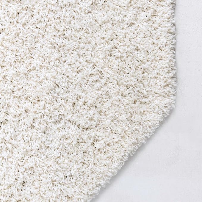 Unique Loom Solid Shag Collection Area Rug (8' Octagon, Snow White)