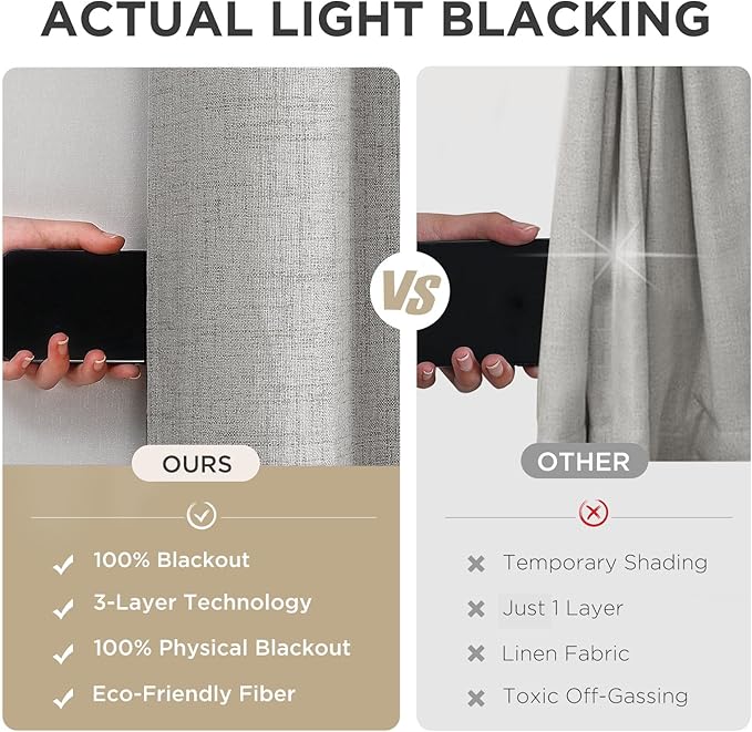 Joydeco Blackout Curtains 96 Inches Long, Light Blocking Curtains for Bedroom 2 Panels with Grommets, Thermal Insulated, Noise Reducing Room Darkening Drapes Privacy Protection for Living Room Window