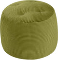 MeMoreCool Stuffed Round Pouf Ottoman Foot Rest, Floor Pouf Foot Stool with Soft Foam Chunk Filling, Round Small Ottoman Footstool Circle Footrest for Couch Living Room, Corduroy Green