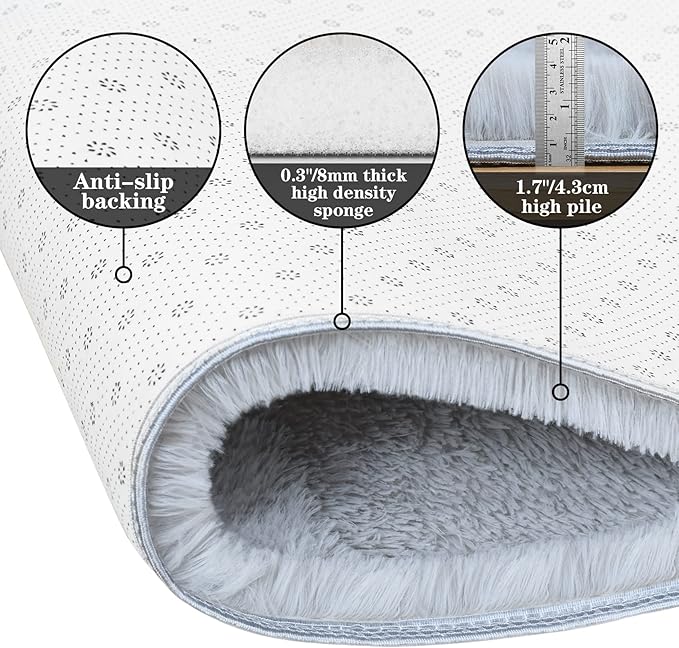 duduta Grey Soft Fluffy Rug 4x6 ft, Shag Fuzzy Plush Rectangle Carpet for Bedroom Nursery Living Room Home Decor