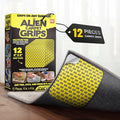 Alien Grip Rug Gripper Carpet Tape - 12pcs, 4x4 in. Anti-Slip Hardwood, Tile Floor, No Damage - Double Sided Reusable, Non Slip Corner Rug Pads - As Seen on TV
