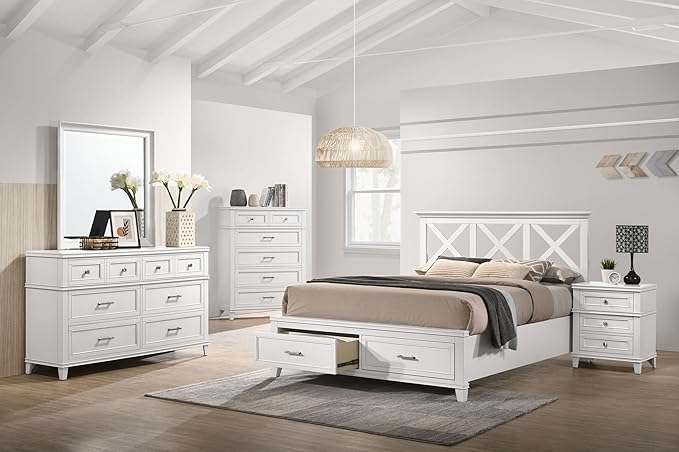 HKHUASEN White Bedside Table with 3 Drawers and USB Ports, Nightstand for Bedroom Organization and Easy Charging