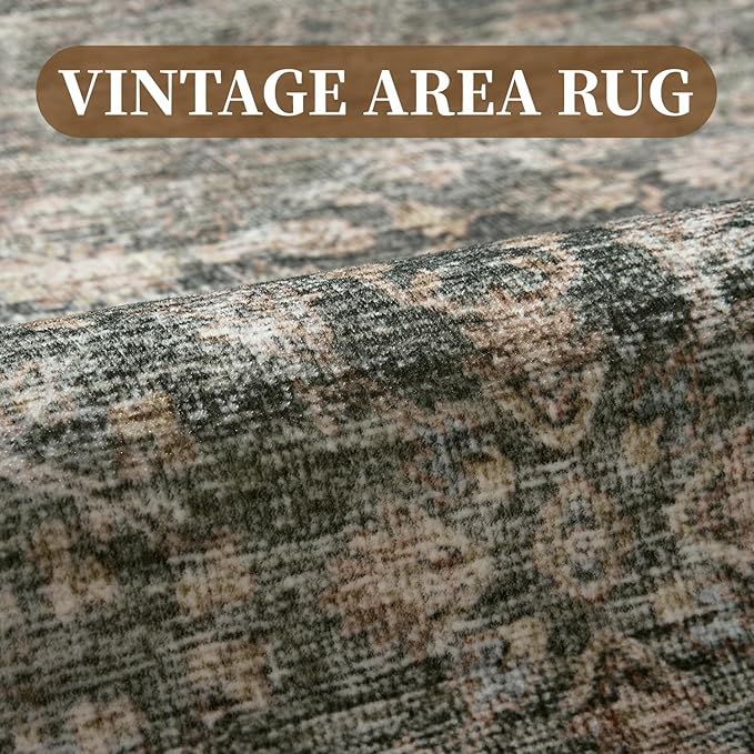 MontVoo-Vintage 2x10 Runner Rug-Soft Green Washable Runners for Hallways-Non Slip Bedside Rugs for Bedroom-Machine Washable Long Rug for Hallways Entryway Laundry Room Stair Kitchen Bathroom