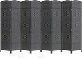 8 Panel Room Divider,6Ft Folding Privacy Screen,Tall - Extra Wide Foldable Panel Partition Wall Divider with Diamond Double-Weaved Hand-Woven Design Room Screen Divider