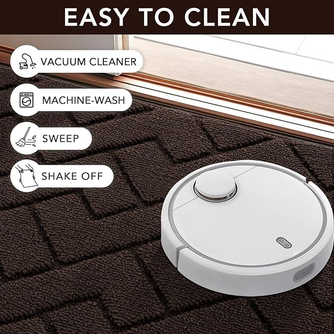 hicorfe Front Door Mat Outside Entrance,32"x40" Absorbent Muddy Dirt Resist Welcome Door Mats Outdoor Indoor,Stain and Fade Resistant,Non Slip Backing Entry Mat Doormat for Entryway(Coffee)