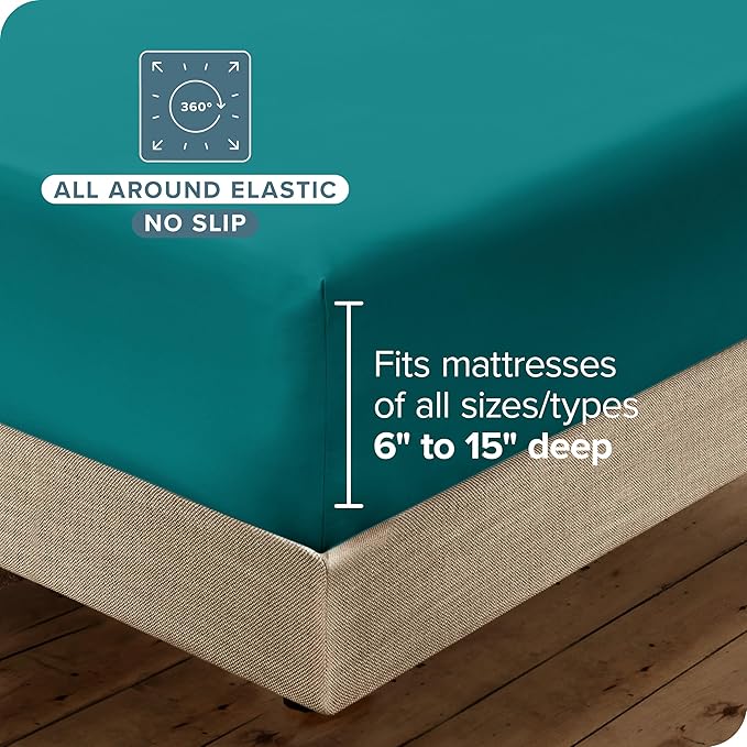Bare Home Hotel Luxury Queen Sheet Set, Extra Soft - 6 Piece Set - Deep Pockets - Easy Fit - Cooling & Breathable - Wrinkle, Fade, Stain Resistant - Includes 4 Pillowcases (Queen, Emerald)