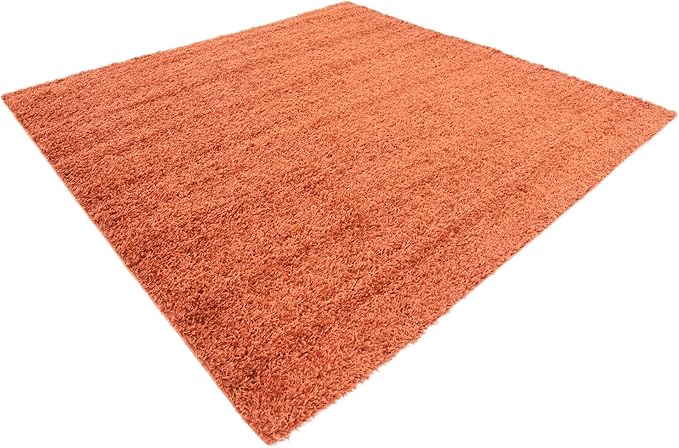 Unique Loom Solid Shag Collection Area Rug (8' Square, Terracotta)