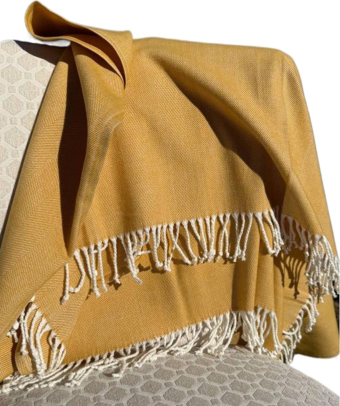 Alashan Cotton Acrylic Adirondack Herringbone Woven Throw (Pineapple)