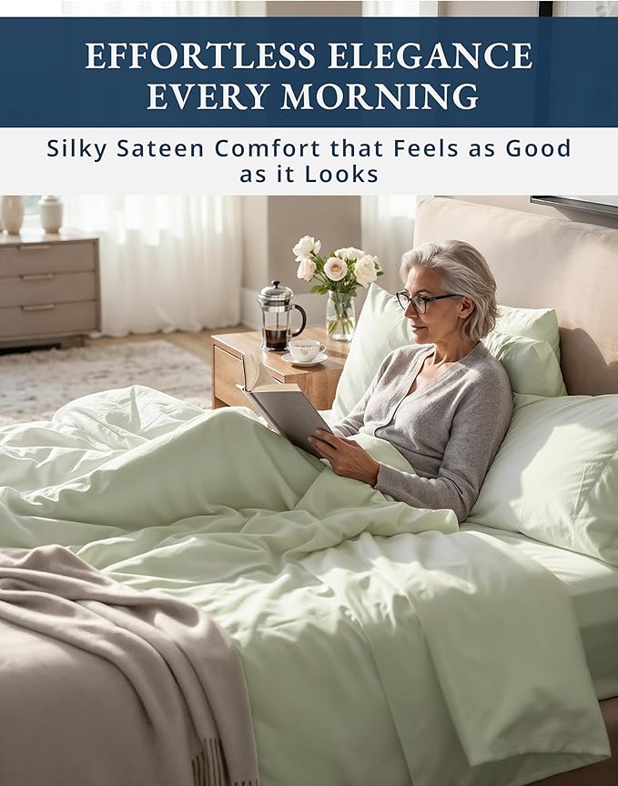 LANE LINEN 100% Egyptian Mercerized Cotton Full Size Bed Sheets Set - 1000 Thread Count, Eco Friendly Sustainably Produced No Pill Fade Resistant 15 Iinch Deep Pocket Full Sheets Set - Mineral