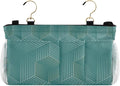 Bedside Caddy Hanging Bunk Bed Caddy Bed Organizer Hanging Pocket with 2 Hooks Bedside Storage Organizer Pocket Bag Holder Geometric Green