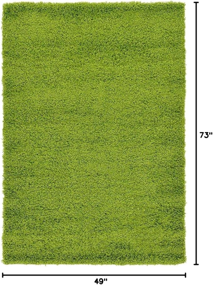 Unique Loom Solid Shag Collection Area Rug (4' 1" x 6' 1" Rectangle, Grass Green)
