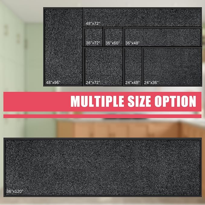Kuyal Front Door Mat, 3'x4' Indoor Outdoor Entrance Mat, Commercial Floor Mats Inside Outside Entrance, Heavy Duty Durable Welcome, Rubber Backing Non Slip Outdoor Mats for Entryway,Black