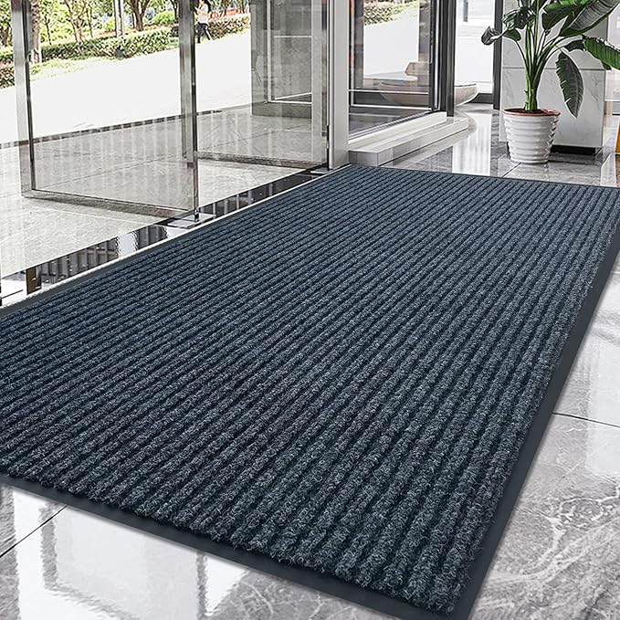 Front Door Mat,3'x5'Indoor Outdoor Door Mat,Heavy Duty Durable Welcome,Commercial Floor Mats Inside Outside Entrance, Waterproof All-Season, All-Weather Non Slip Backing Doormat for Entryway,Dark Gray