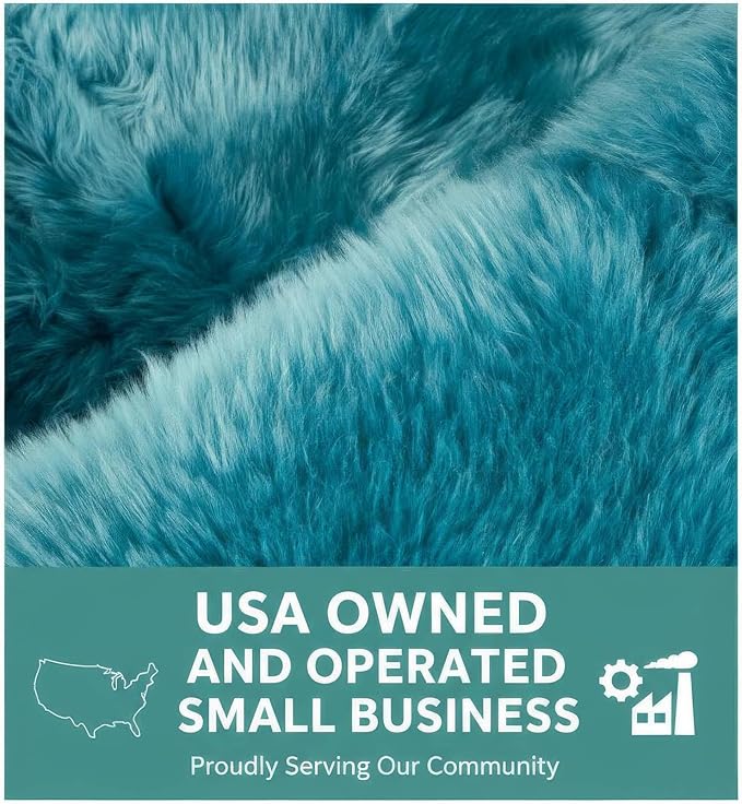 Beach Blue Genuine Sheepskin Rug 4x6 ft, Real Fluffy Quad Pelt Fur Area Rug for Living Room, Bedroom, & Nursery, Shaggy Boho, Modern, or Farmhouse Decor