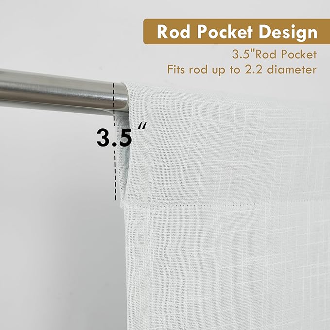 DriftAway Double Layer Linen Blackout Tie Up Curtains Thermal Insulated Fully Lined Balloon Roman Shade Bathroom Window Adjustable Rod Pocket for Small Window 39 Inch by 55 Inch White