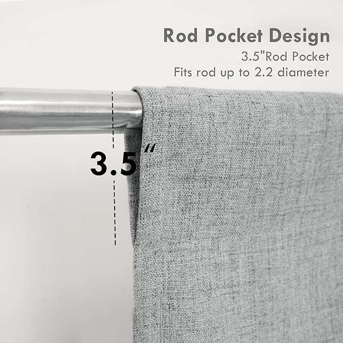 DriftAway Double Layer Linen Blackout Tie Up Curtains Thermal Insulated Fully Lined Balloon Roman Shade Bathroom Window Adjustable Rod Pocket for Small Window 31 Inch by 47 Inch Gray