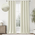 ChrisDowa 100% Blackout Iovry Solid Curtains 96 Inches Long 2 Panels for Bedroom Living Room,Farmhouse Room Darkening Thermal Insulated Soundproof Grommet Top Window Treatment Drapes,52x96