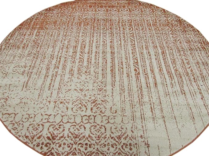 Unique Loom Del Mar Collection Area Rug - Jennifer (7' 10" Round, Red/ Beige)