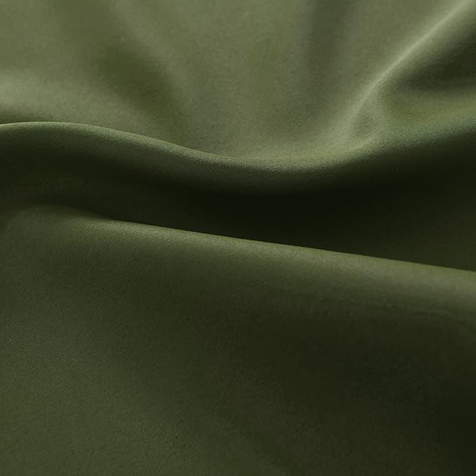 DONREN 108 inch Extra Length Blackout Curtains for Villa Bedroom, Dark Green Room Darkening Thermal Insulated Window Panels for Patio (52" Wide x 108" Long,Olive,2 Pieces)