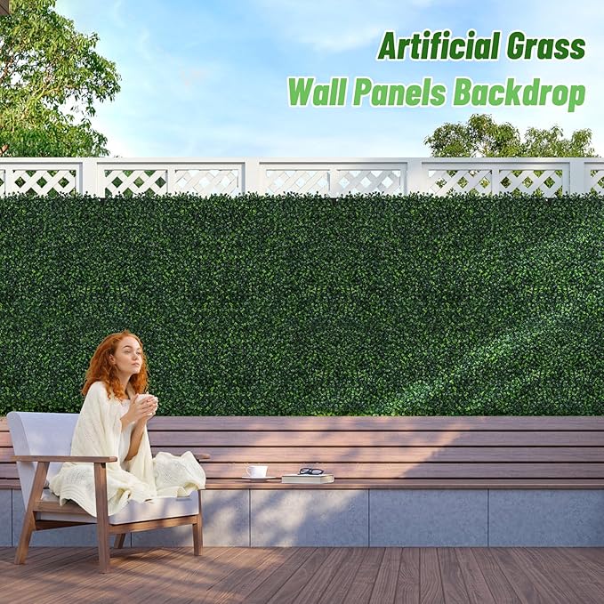 Artificial Ivy Privacy Fence Screen, 40X120 in(34 sqft) UV-Anti Faux Boxwood Roll Panels Greenery Backdrop Vine Leaf Fence Panels for Indoor Outdoor Wall Decor & Ivy Fence Covering Privacy