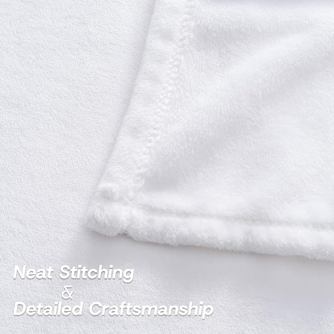 Luxury Fleece Warm Throw Blanket, Soft Lightweight Velvety Plush Throw for Couch and Bed, Cozy Comfy for All Seasons(True White, 50×70 Inches)