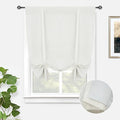 DriftAway Double Layer Linen Blackout Tie Up Curtains Thermal Insulated Fully Lined Balloon Roman Shade Bathroom Window Adjustable Rod Pocket for Small Window 31 Inch by 47 Inch Ivory Cream