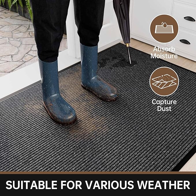 Front Door Mat, 72" x 36" Heavy Duty Indoor Outdoor Doormat, Non-Slip Welcome Mats for Entryway, Rubber Backing Low Profile Commercial Door Mats