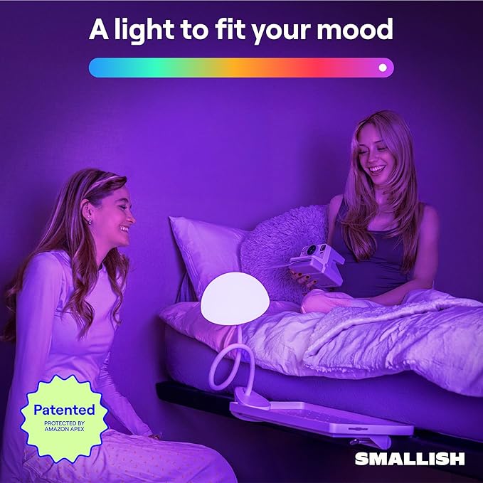 Smallish 2-Pack: WallShelfie & Shroommate - Bedside Wall Organizer with Shroommate Clip On Light Bundle - Dorm Room Essential, Floating Bedside Shelf Wall Mount, Clip on for Desk, Remote Holder